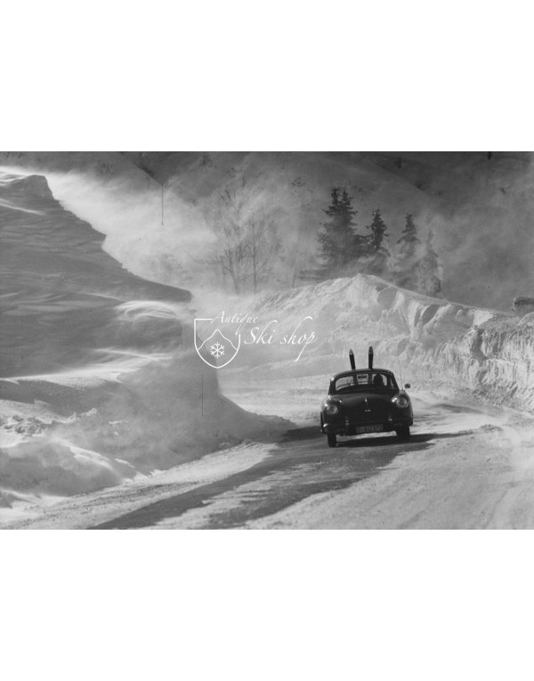 Vintage Ski Photo - Porsche 356 in a snow storm
