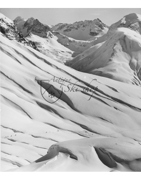 Vintage Ski Photo - Skiers Climbing in Zürs, Austria