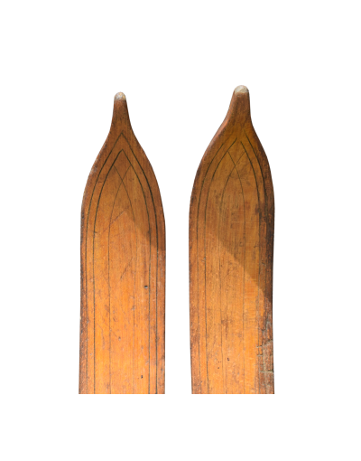 Details about   Vintage Antique Pointed Wooden Skis w/ patina 