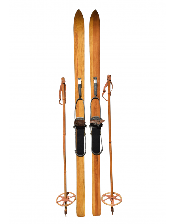 Vintage 1950's Children Skis & Poles (Restored)