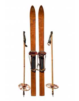 Antique "REKORD" Children Skis & Poles