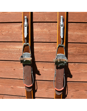Antique Children "Müller Skis"  & Bamboo Poles