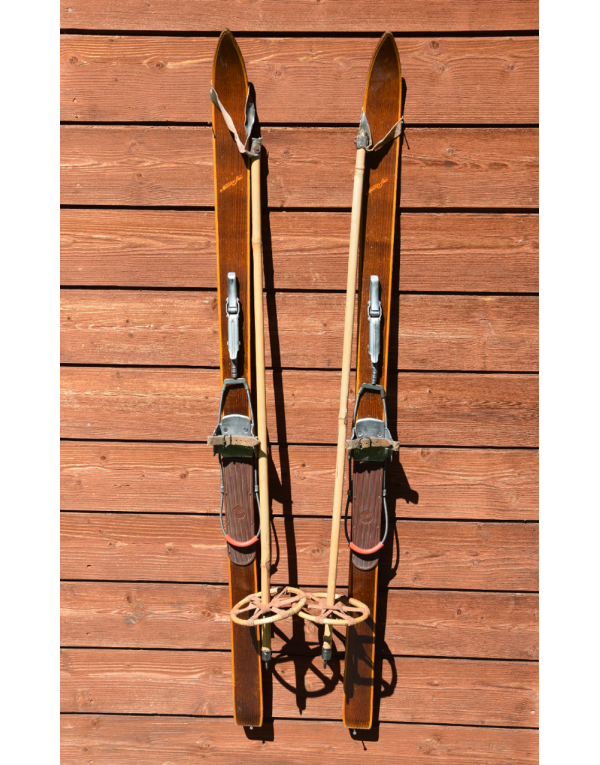 Antique Children "Müller Skis" & Bamboo Poles Antique Children "Müller Skis" & Bamboo Poles