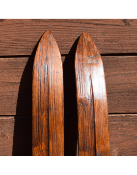 Antique Handmade Homestead Skis & Bamboo Ski Poles (Restored)
