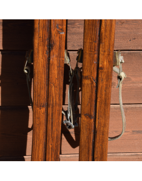Antique Handmade Homestead Skis & Bamboo Ski Poles (Restored)