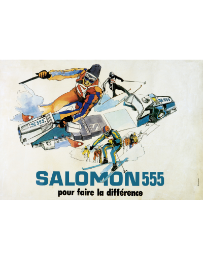 Vintage ski poster "SALOMON 555 SKI BINDING"