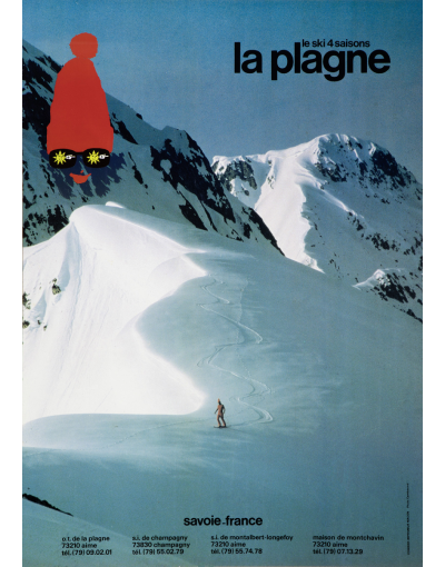 Original Ski Poster "La Plagne: Le Ski 4 Saisons"
