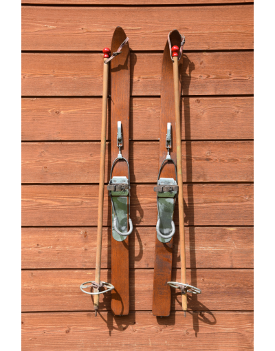 Vintage 1950's Children Skis & Poles (Restored)