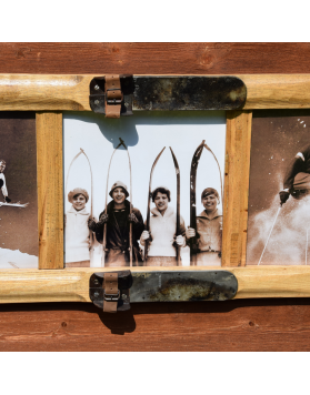 Three Panel Vintage Style Ski Frame / Cadre de ski vintage à trois panneaux / Vintage Skirahmen für drei Fotos