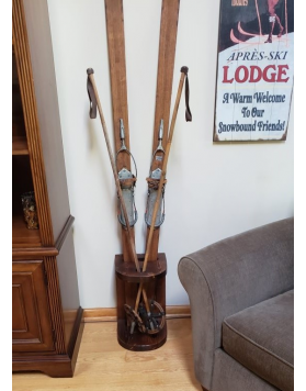 Ski Stand-Display for Antique Skis & Poles