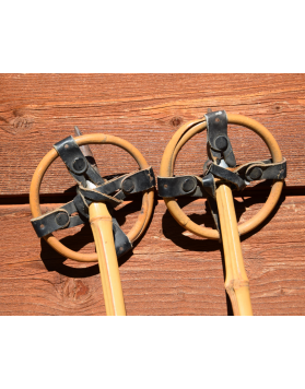 Vintage Swiss 1940's Children Skis & Poles (Restored)