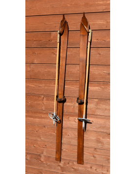 Vintage 1920's Children Skis & Poles (Restored)