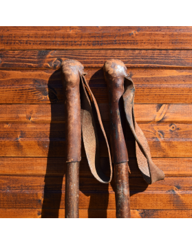 Antique Staub's "ALPINA" Skis  (Fully Restored) & Hickory Poles