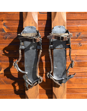 Antique Staub's "ALPINA" Skis  (Fully Restored) & Hickory Poles