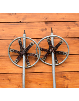 1940's Antique  Swiss Skis & Poles (Unrestored)