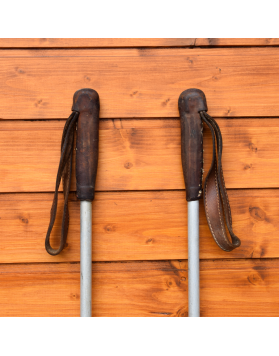 1940's Antique  Swiss Skis & Poles (Unrestored)