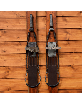 1940's Antique  Swiss Skis & Poles (Unrestored)