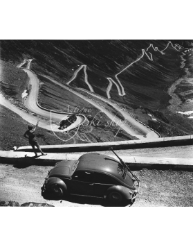 Vintage Car Photo - VW Beetle on a Mountain Pass