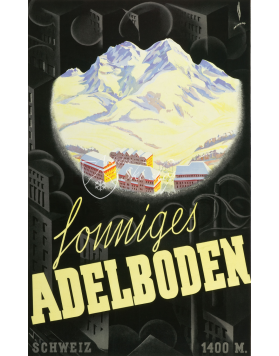 Vintage Swiss Ski Poster : SUNNY ADELBODEN