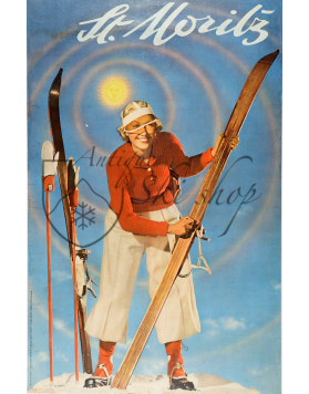Vintage Swiss Ski Poster :  ST. MORITZ (Nr. 2)